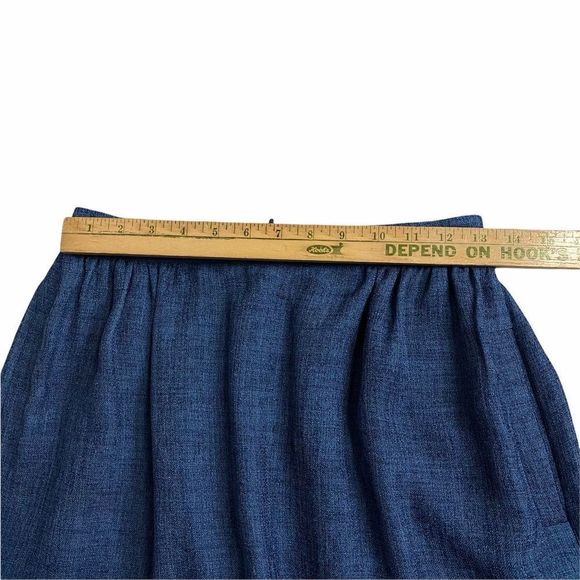 Karen Walker Textured Sz 4 Blue Skirt w Pockets Mini Micro Academia Collegiate - Picture 5 of 6